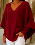 Long Sleeves With Pockets V-Neck Sweater
