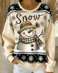 Long-Sleeved Snowman Print Sweatshirt