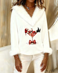 Plush Christmas Print Long Sleeve Top