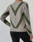 Geometric-Print Crew Neck Sweater
