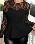 Fashionable Patchwork Lace Slim Fit T-Shirt