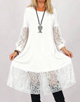 Round Neck Lace Patchwork Loose Dress
