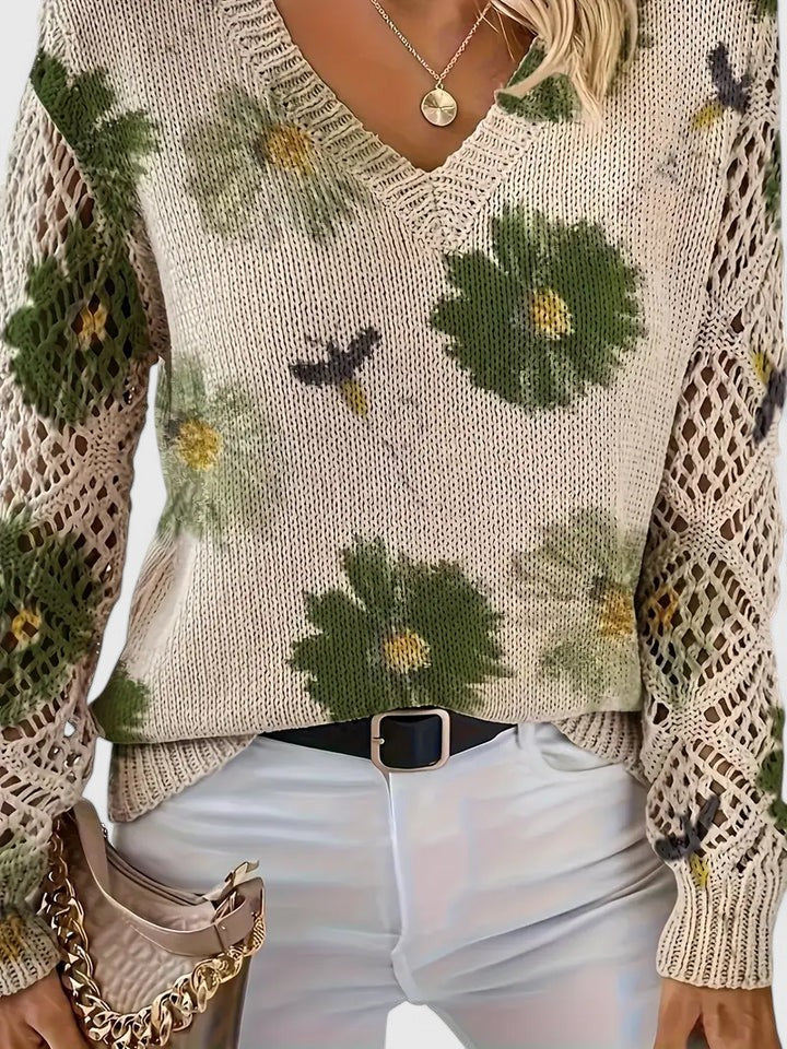 Elegant Floral Lightweight Sweater