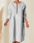 Solid Color Zipper Neck Dress
