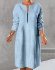 Solid Color Zipper Neck Dress