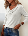Fashionable Long-Sleeved Pile Collar Sweater