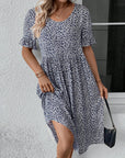 Floral print round neck elegant dress