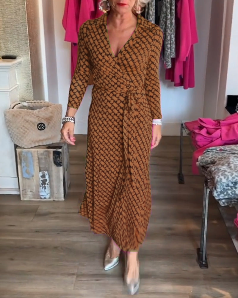 Chic Maxi Dress with Deep V Neckline