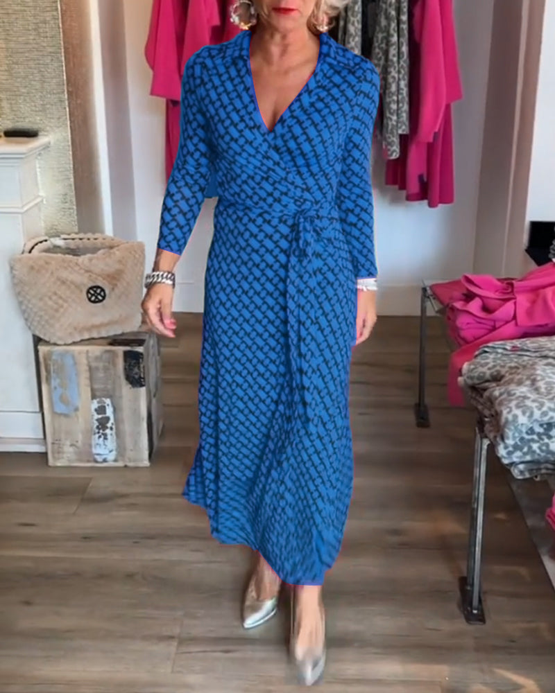 Chic Maxi Dress with Deep V Neckline