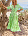 V-Neck Floral Short-Sleeve Dress