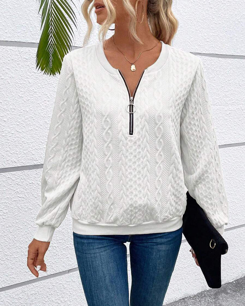 Casual long sleeve zipper sweatshirt