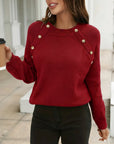 Button-Down Crew Neck Sweater
