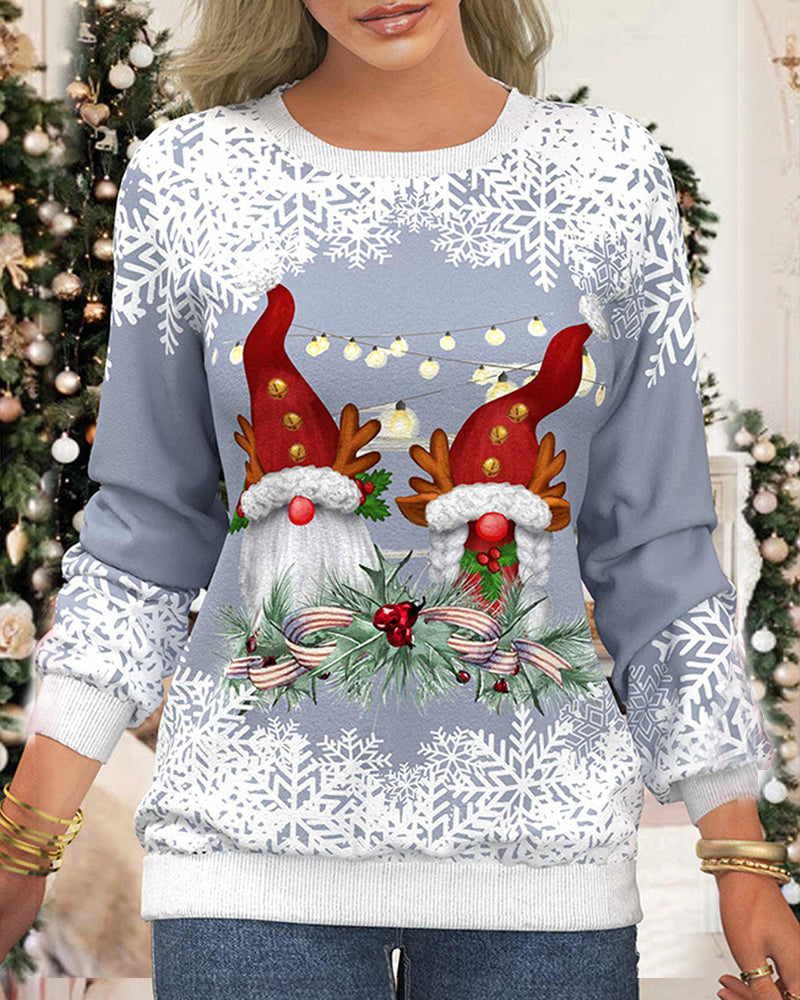 Christmas Sweater with Snowflake Print