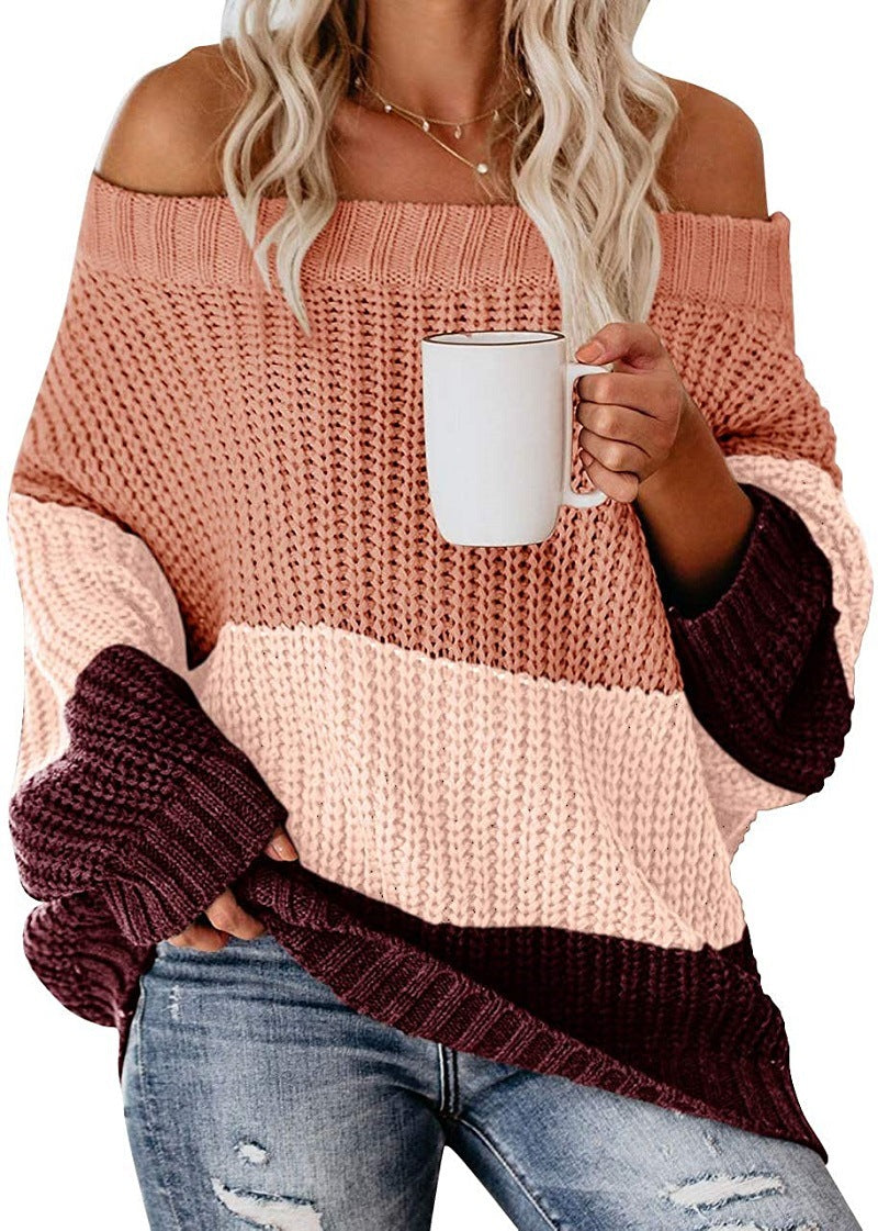 Women&#39;s Off Shoulder Casual Long Sleeve Sweater