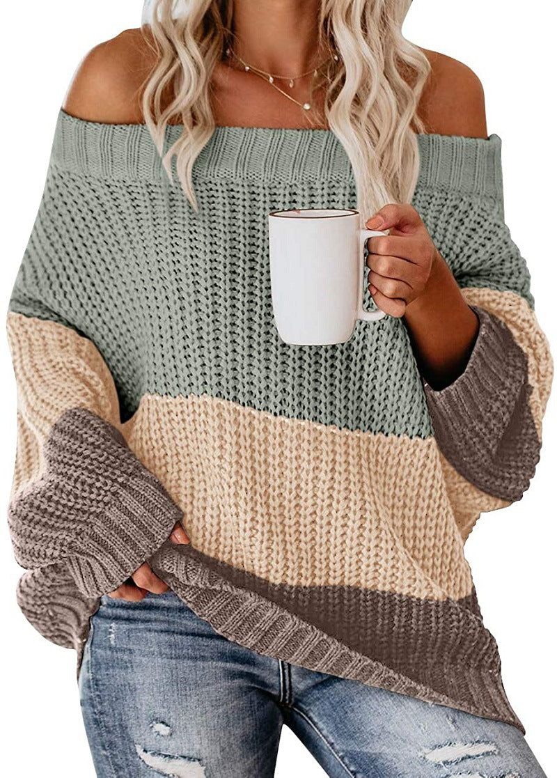 Women&#39;s Off Shoulder Casual Long Sleeve Sweater