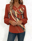 Striped Print Lantern Sleeve Top