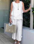 Sleeveless Top Casual Pants Two Piece-Set