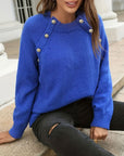 Button-Down Crew Neck Sweater