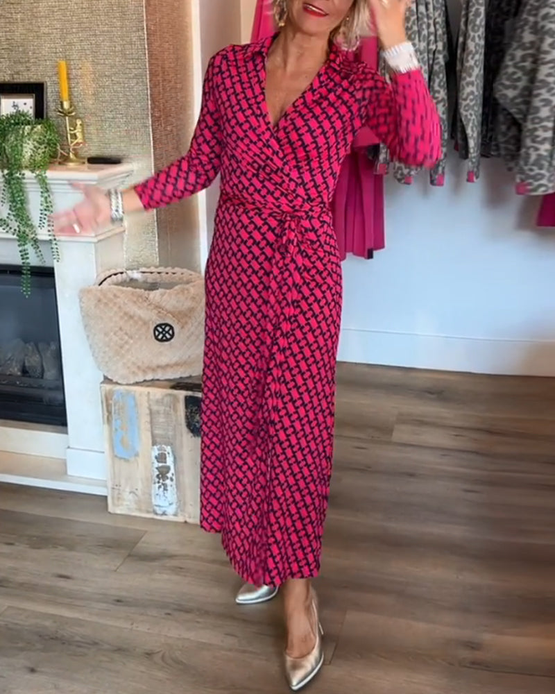 Chic Maxi Dress with Deep V Neckline
