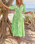 V-Neck Floral Short-Sleeve Dress