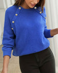 Button-Down Crew Neck Sweater