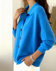 Solid Color Lapel Fashionable Cardigan