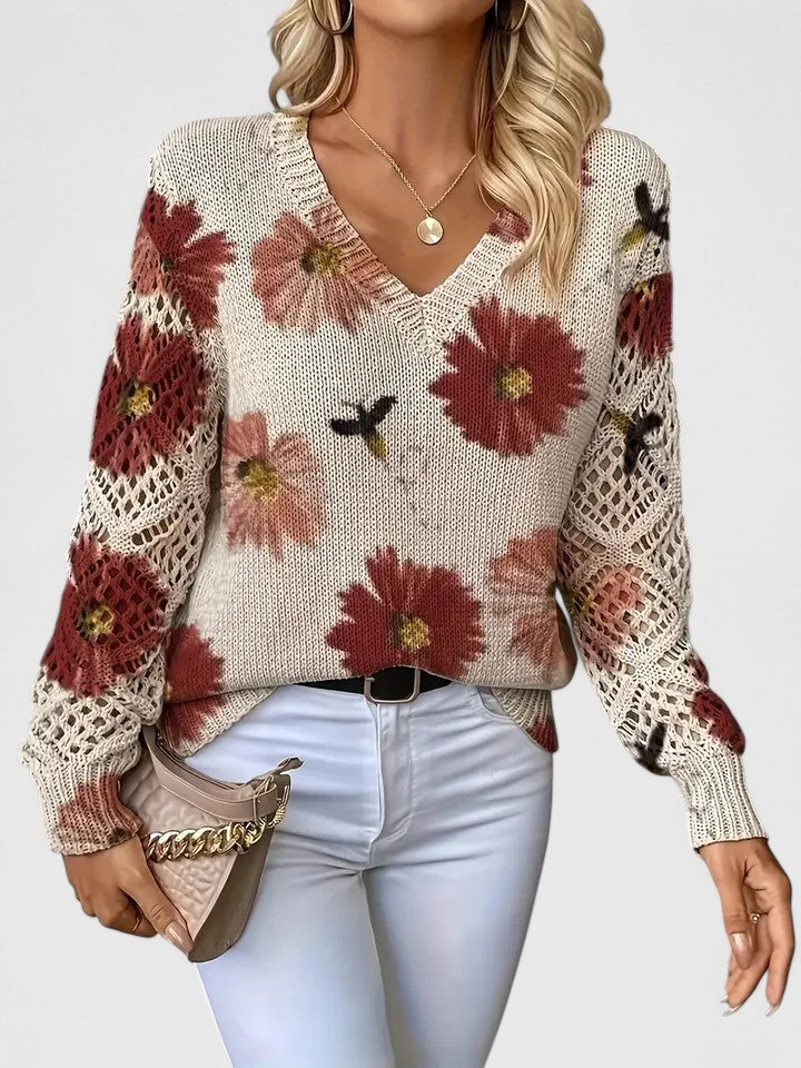 Elegant Floral Lightweight Sweater