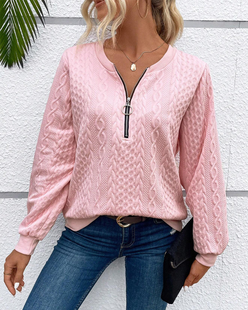 Casual long sleeve zipper sweatshirt
