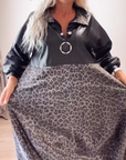 Leopard Print Patchwork Dress