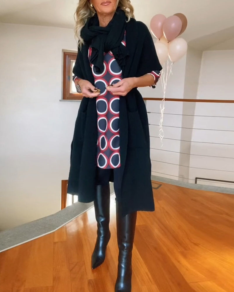 Casual Half Sleeve Pocket Cardigan