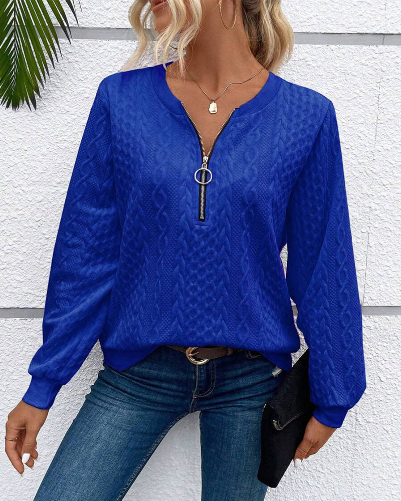 Casual long sleeve zipper sweatshirt