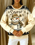 Long-Sleeved Snowman Print Sweatshirt