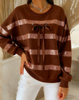 Round Neck Bow Casual Sweatshirt