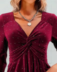 V-Neck Glitter Knot Design Top