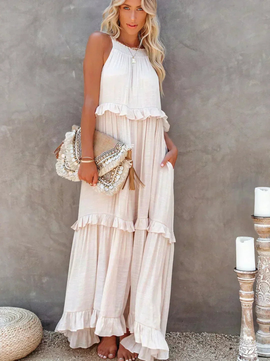 Soft Ruffle Casual Dress – Lightweight, Flowy Summer Style Perfect for Travel &amp; Everyday Elegance