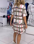 Round Neck Plaid Dress