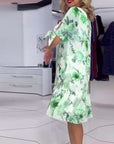 Floral print round neck elegant dress