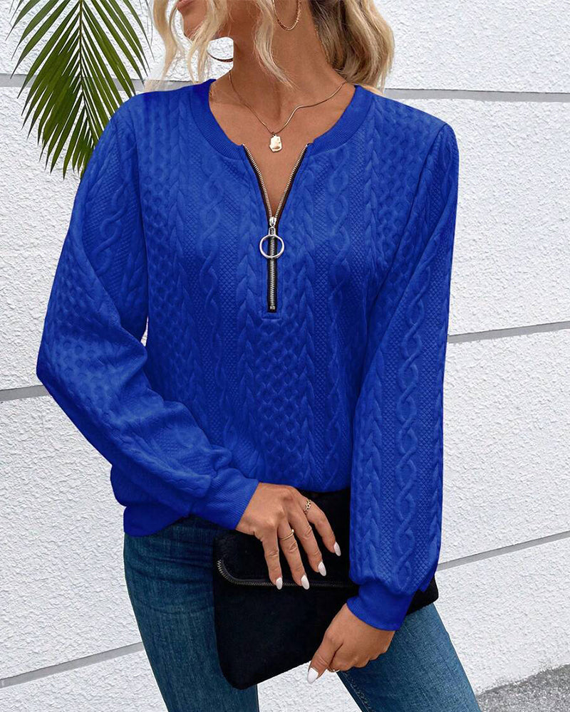 Casual long sleeve zipper sweatshirt