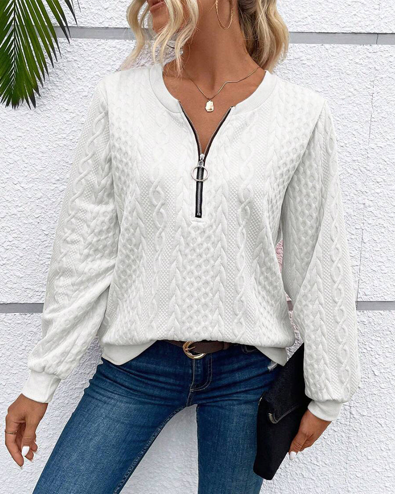 Casual long sleeve zipper sweatshirt