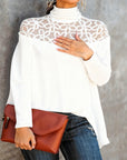 Turtleneck Lace Sheer Knit Top