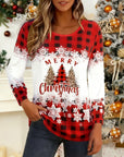 Plaid Christmas Print Top