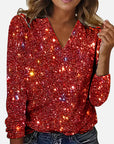 Elegant Diamond Blouse With V-Neck