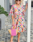 Chic Bell Sleeve V-neck Tunic Dress
