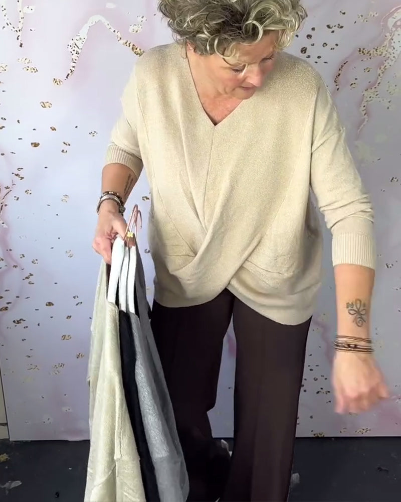 Irregular Hem V-Neck Sweater