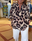 Leopard Print Half Button Blouse