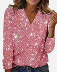 Elegant Diamond Blouse With V-Neck