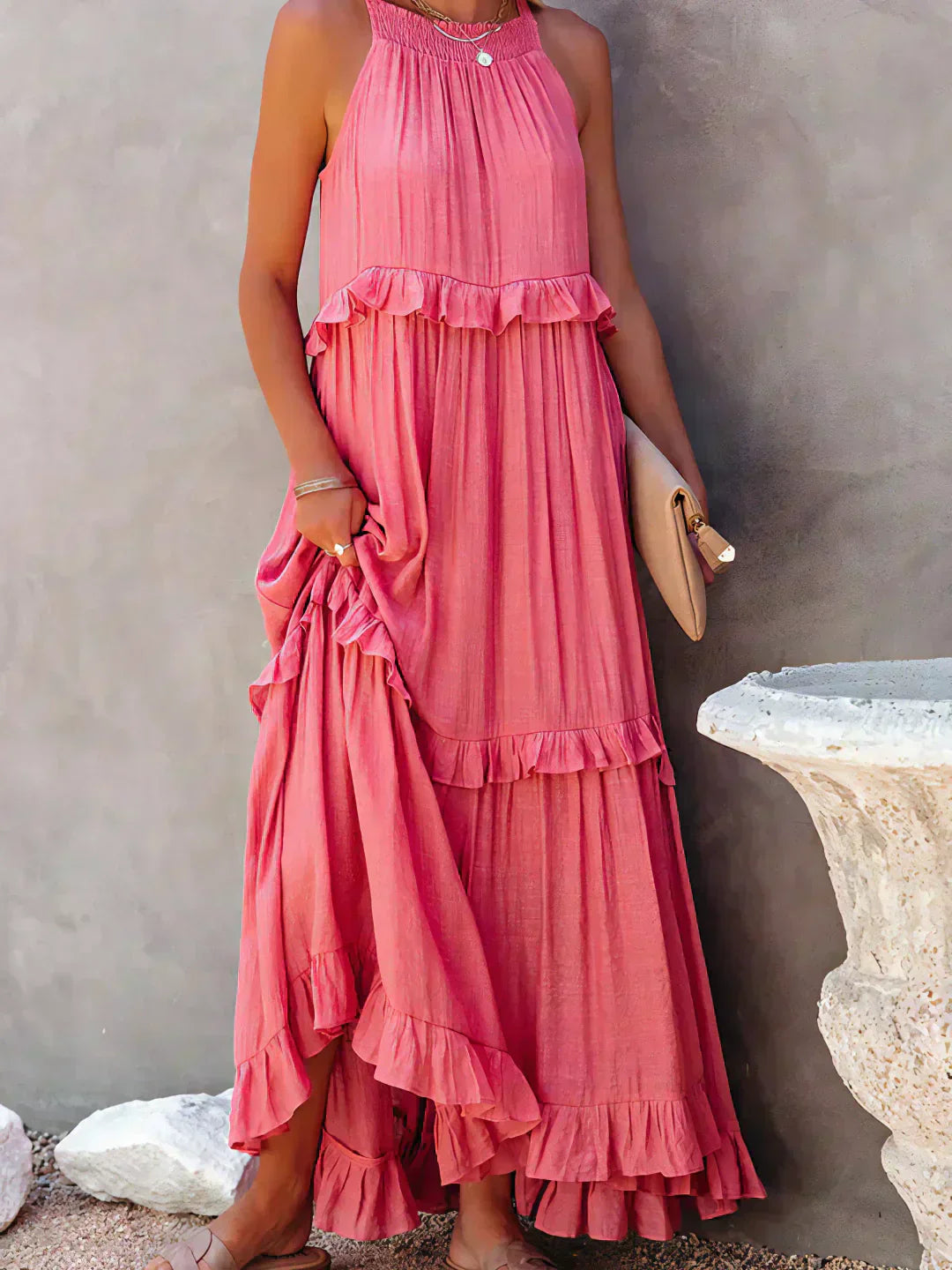 Soft Ruffle Casual Dress – Lightweight, Flowy Summer Style Perfect for Travel &amp; Everyday Elegance