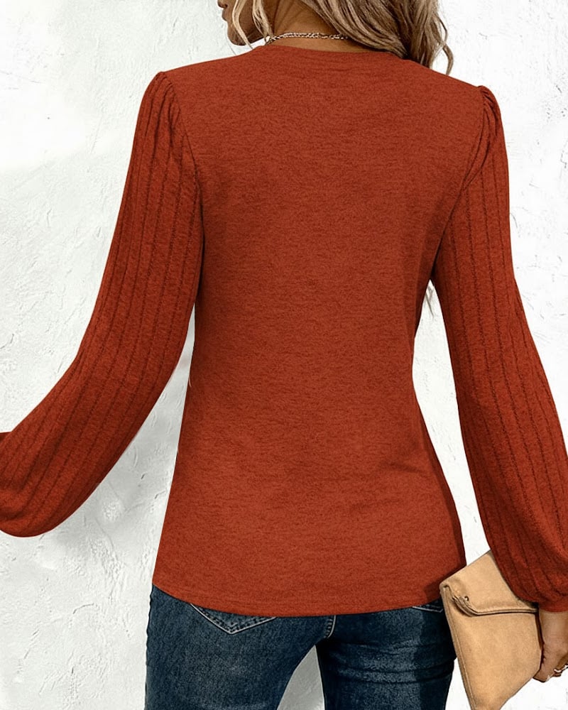 Striped Print Lantern Sleeve Top