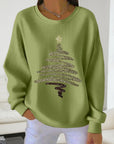 Loose Pitted Christmas Print Sweatshirt