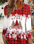 Plaid Christmas Print Top